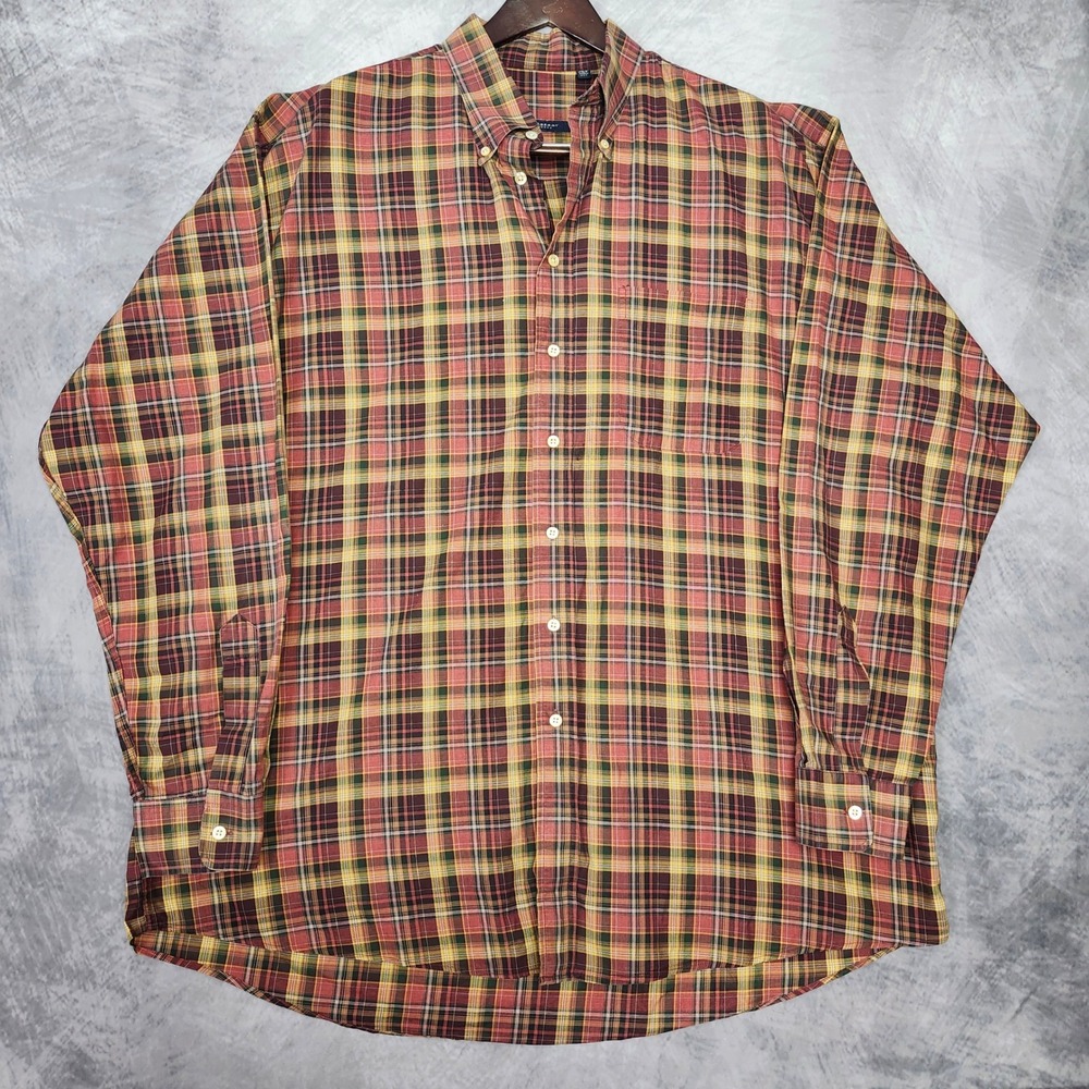 Burberry London Plaid Shirt Mens 2XT Big Tall Button Down Made In USA Vintage
